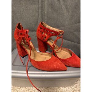 Free People Red Suede Heels